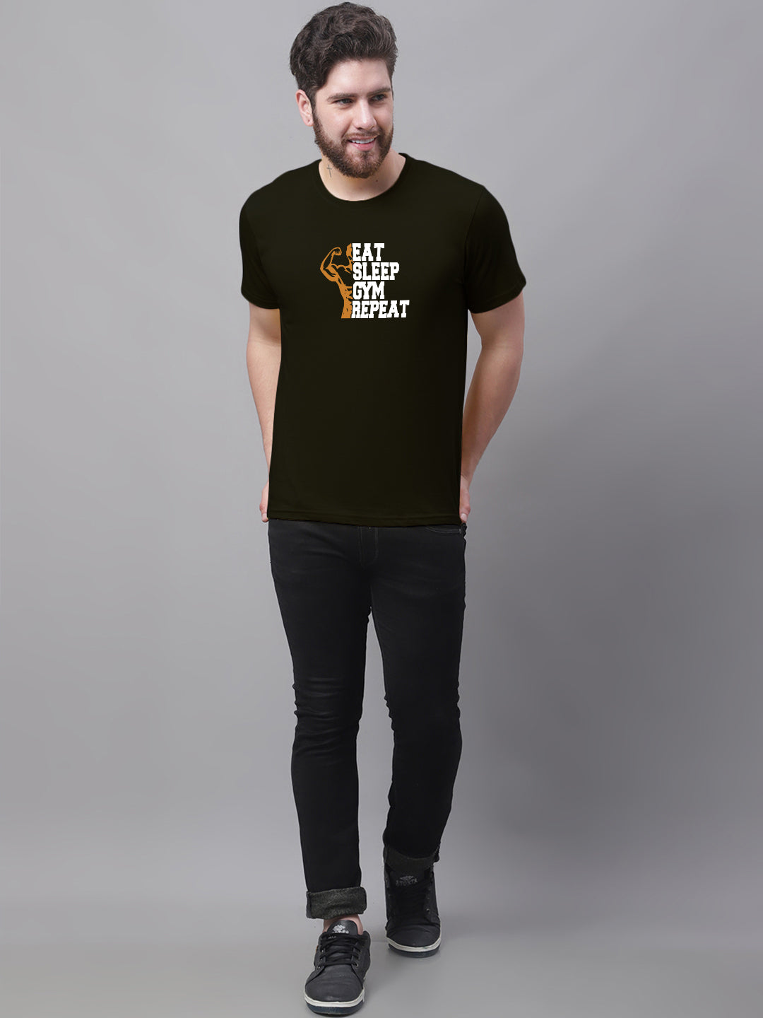 Men's Eat Sleep Gym Repeat Pure Cotton Training T-Shirt - Friskers