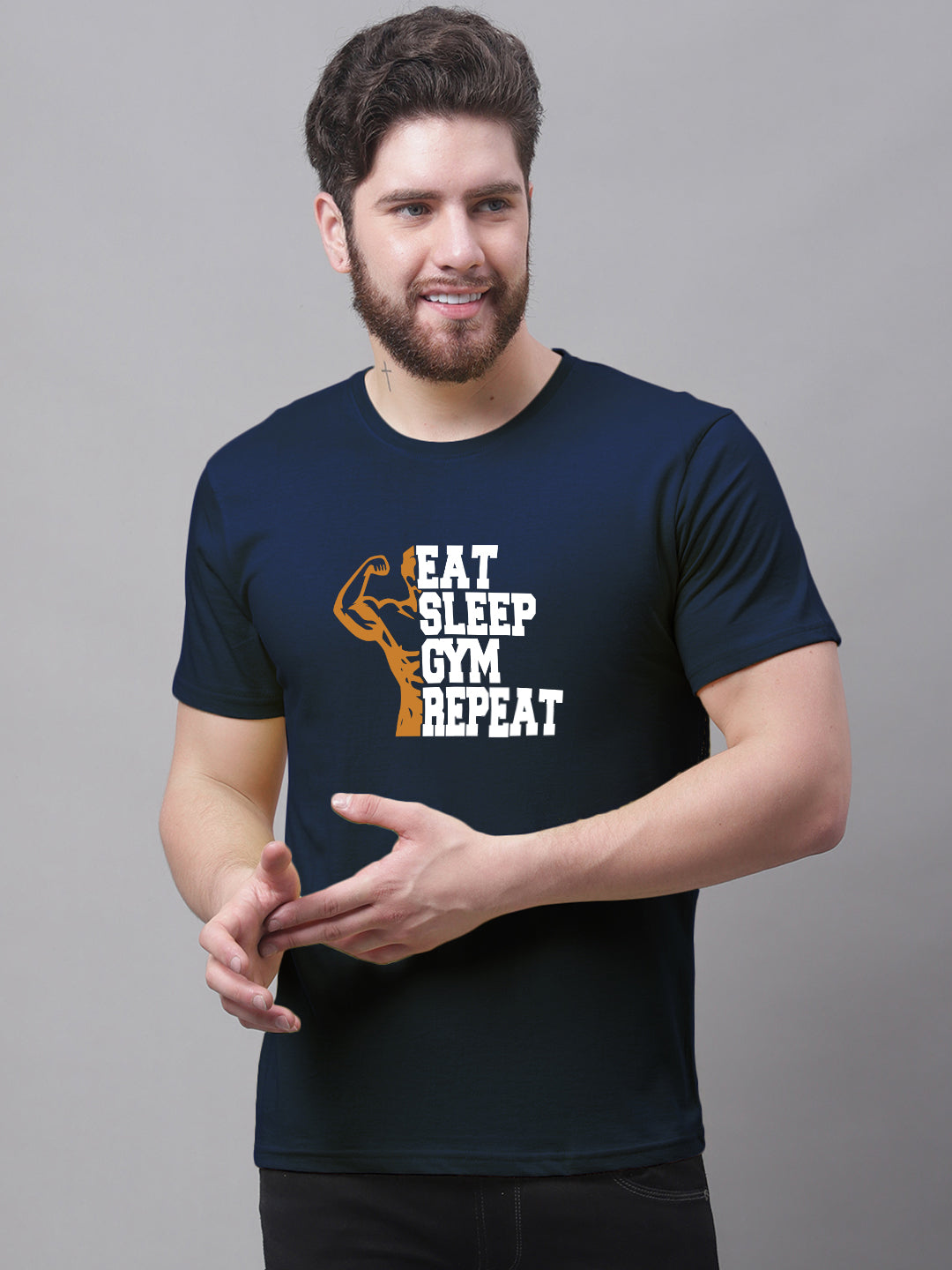 Men's Eat Sleep Gym Repeat Pure Cotton Training T-Shirt - Friskers