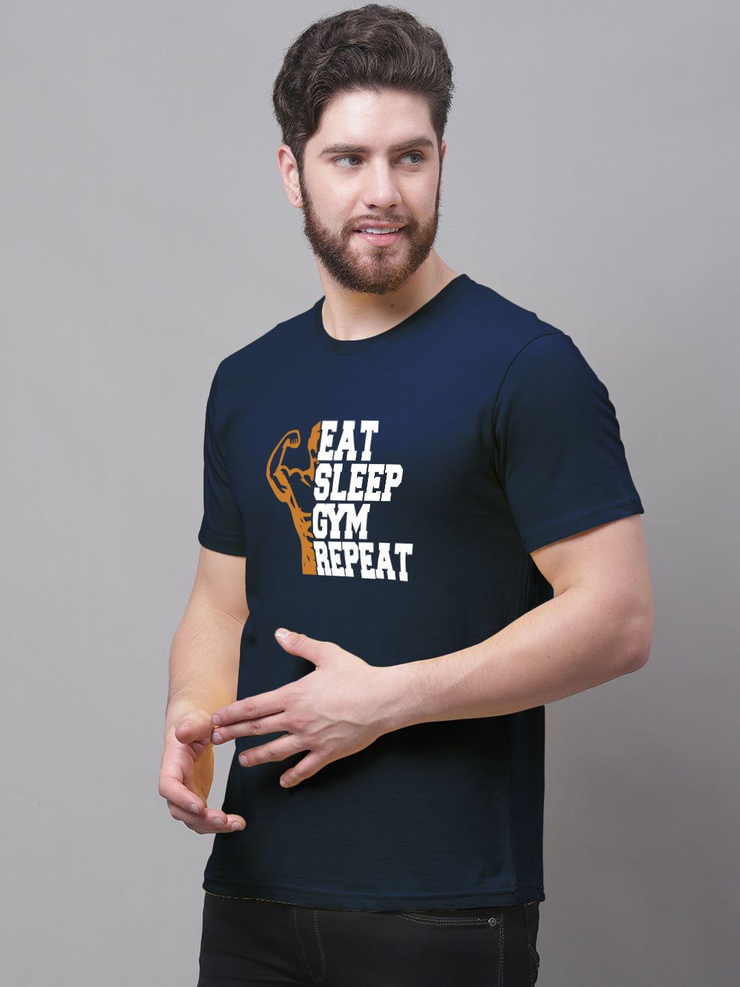 Men's Eat Sleep Gym Repeat Pure Cotton Training T-Shirt - Friskers