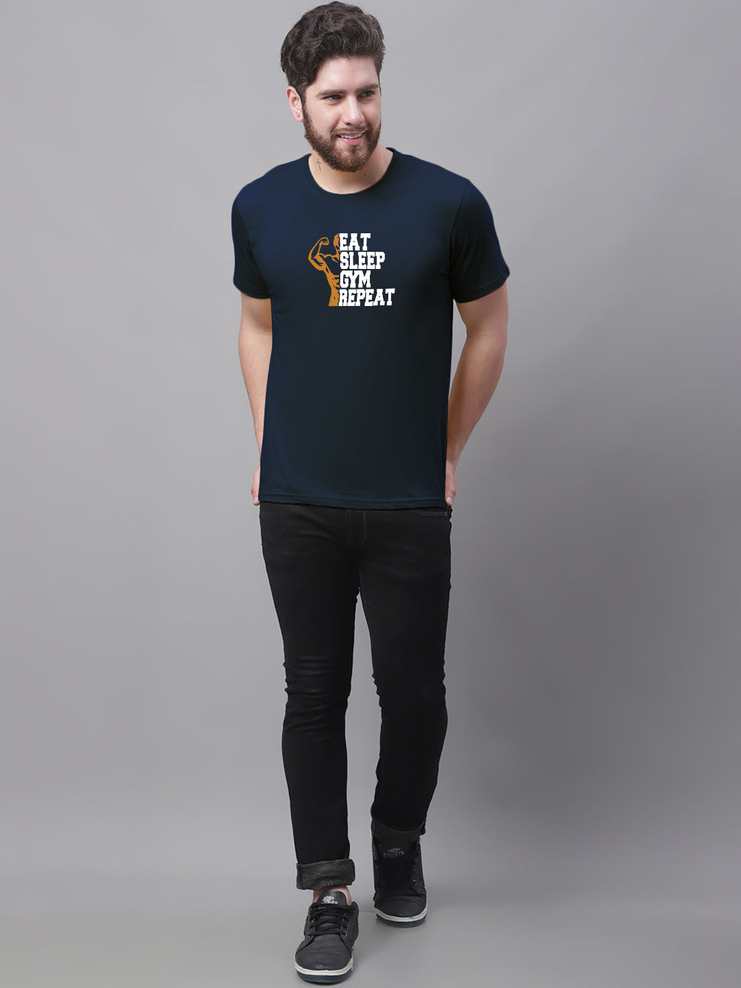 Men's Eat Sleep Gym Repeat Pure Cotton Training T-Shirt - Friskers