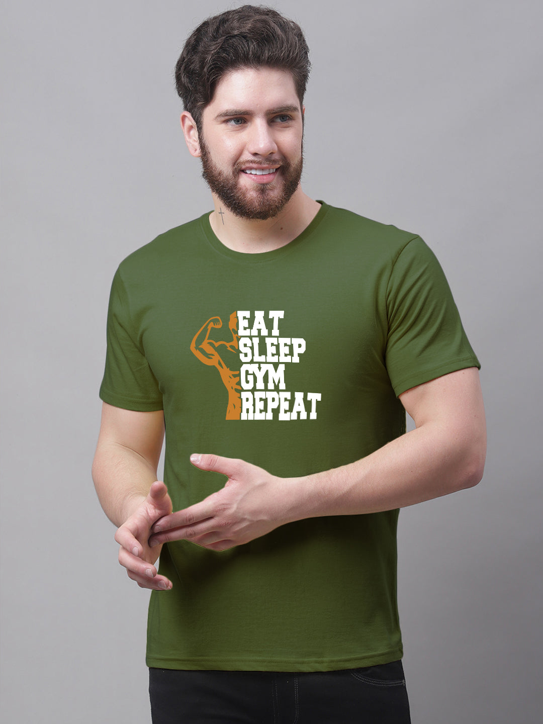 Men's Eat Sleep Gym Repeat Pure Cotton Training T-Shirt - Friskers