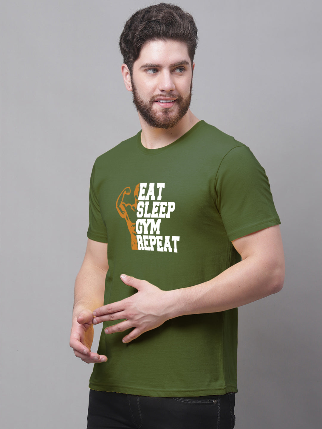 Men's Eat Sleep Gym Repeat Pure Cotton Training T-Shirt - Friskers