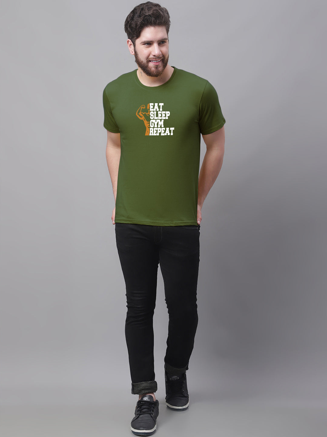 Men's Eat Sleep Gym Repeat Pure Cotton Training T-Shirt - Friskers