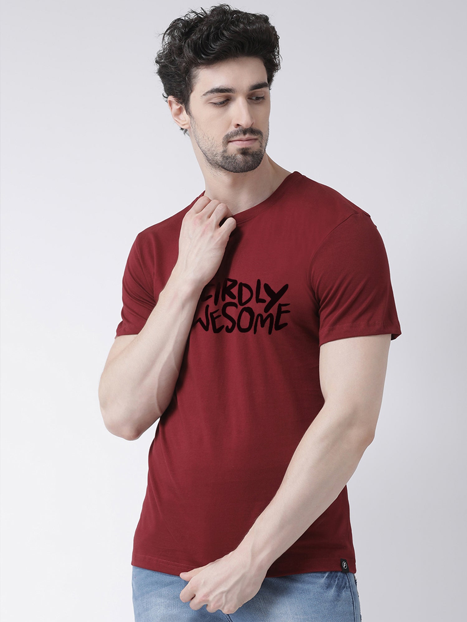 Men's Pack Of 2 Navy & Maroon Printed Half Sleeves T-Shirt - Friskers