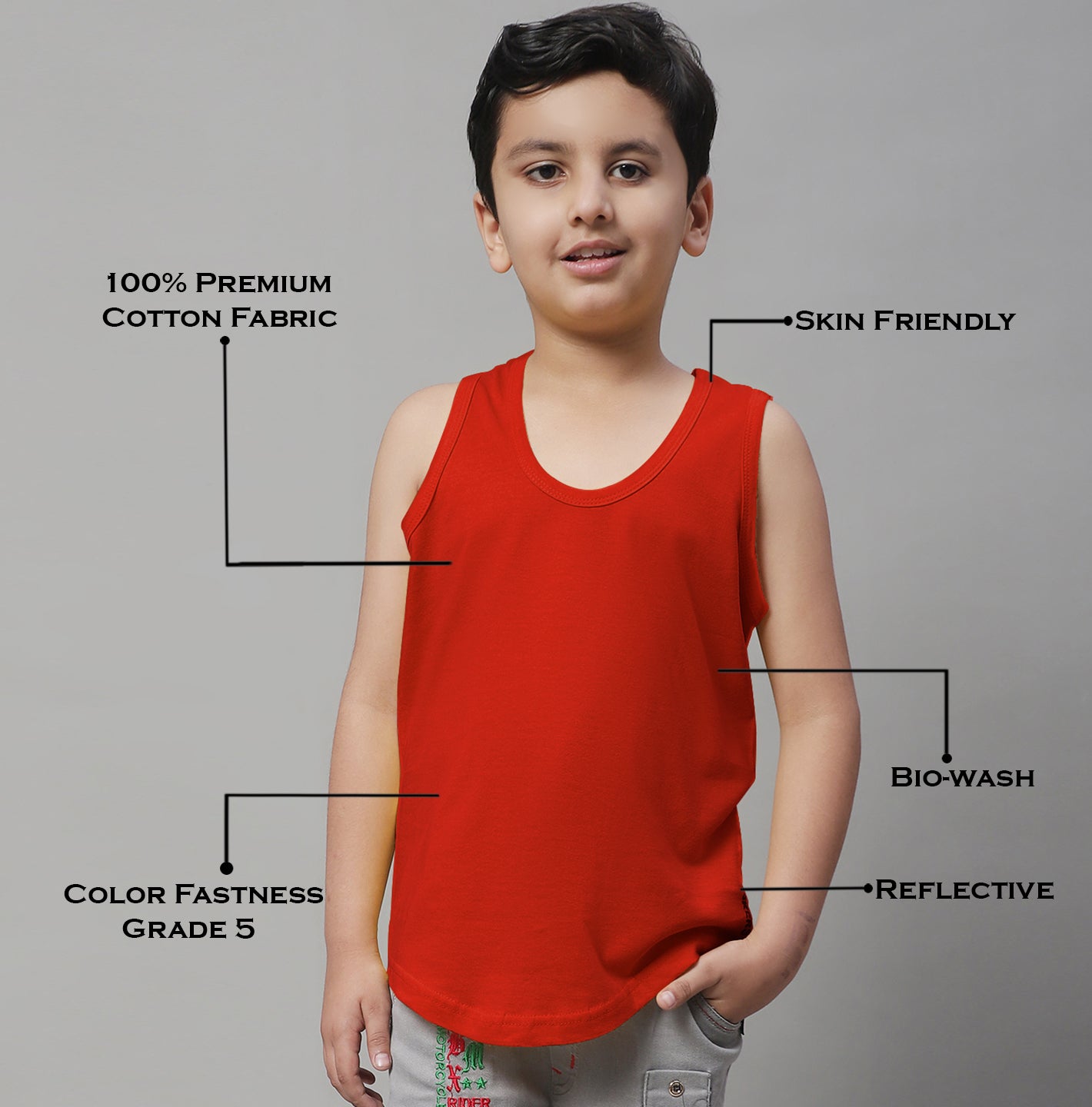 Pure Cotton Regular Fit 7-12Y Kids Vest - Friskers