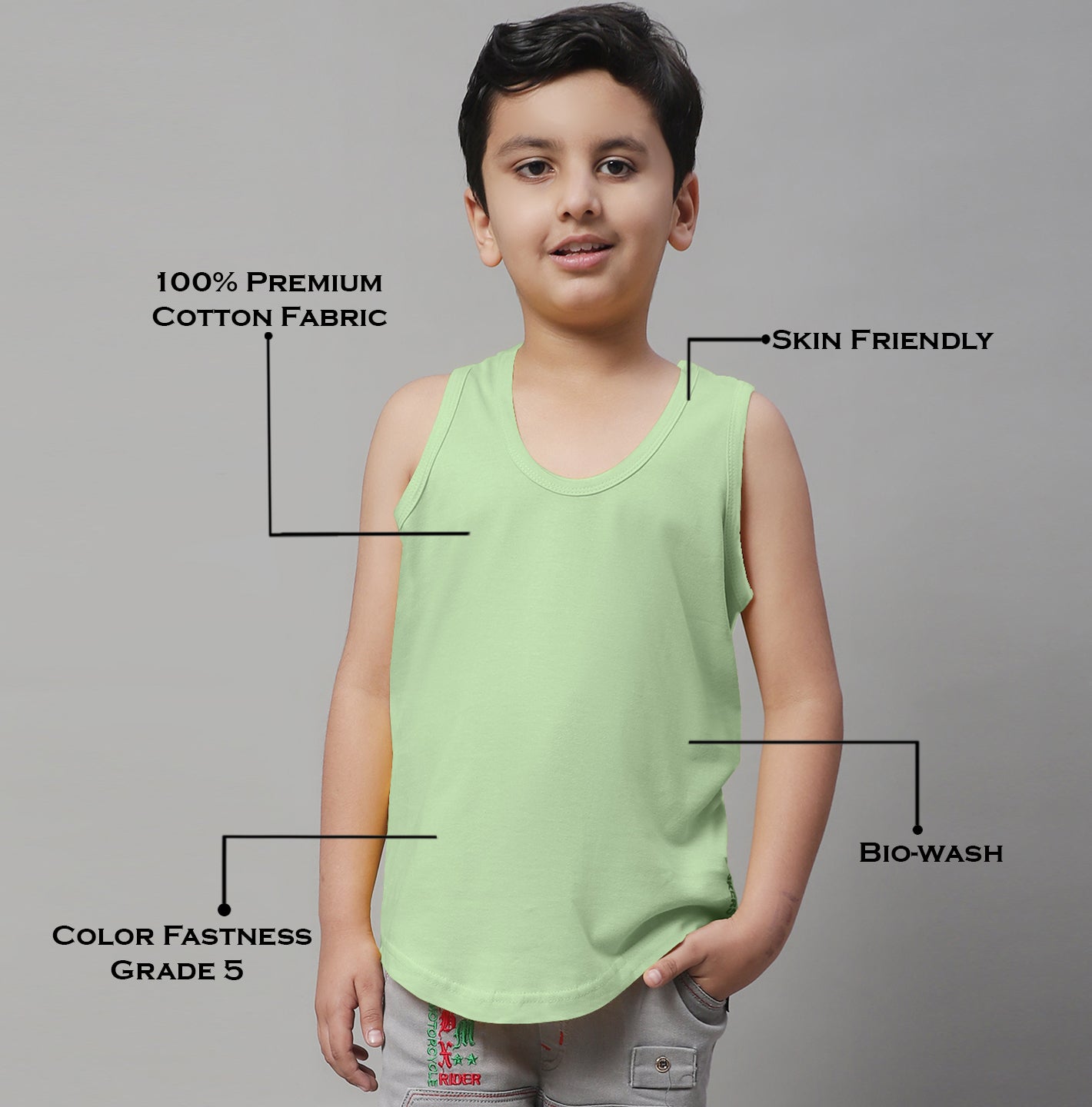 Pure Cotton Regular Fit 7-12Y Kids Vest - Friskers