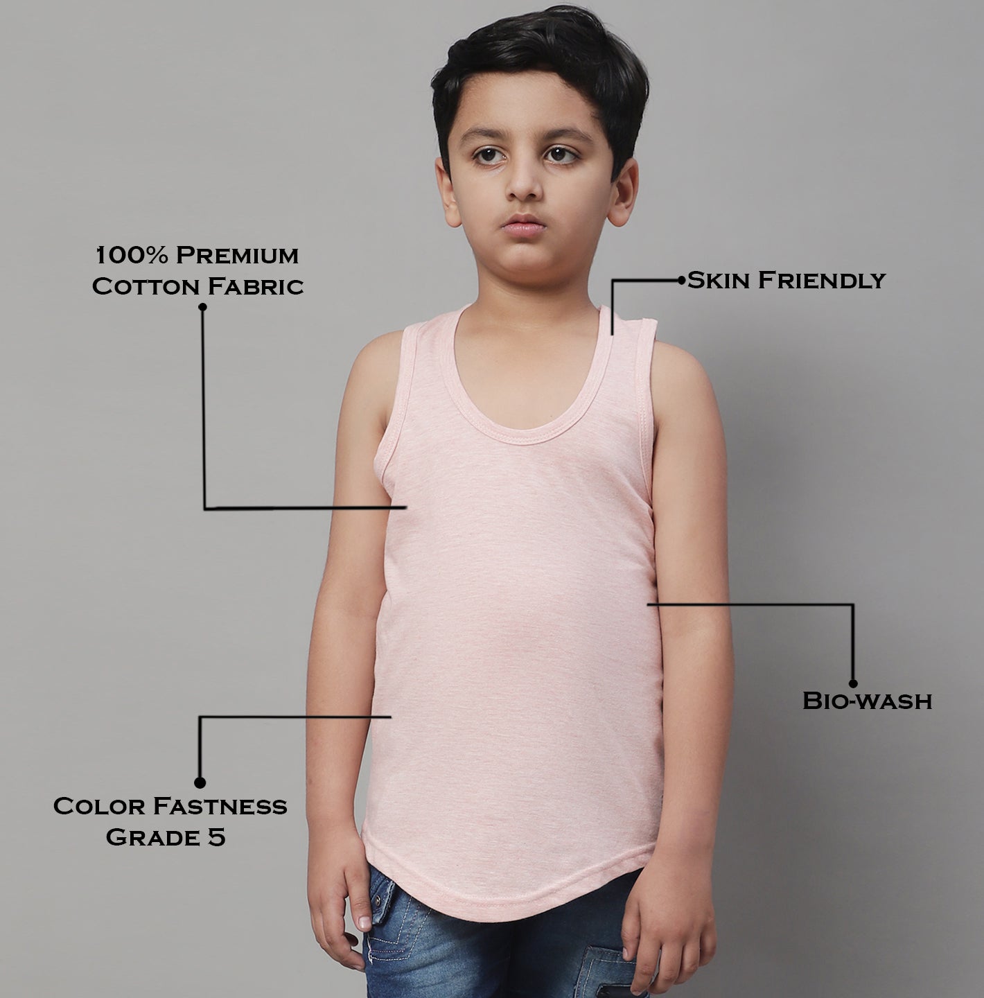 Kids Cool & Soft Solid Pure Cotton Vest - Friskers