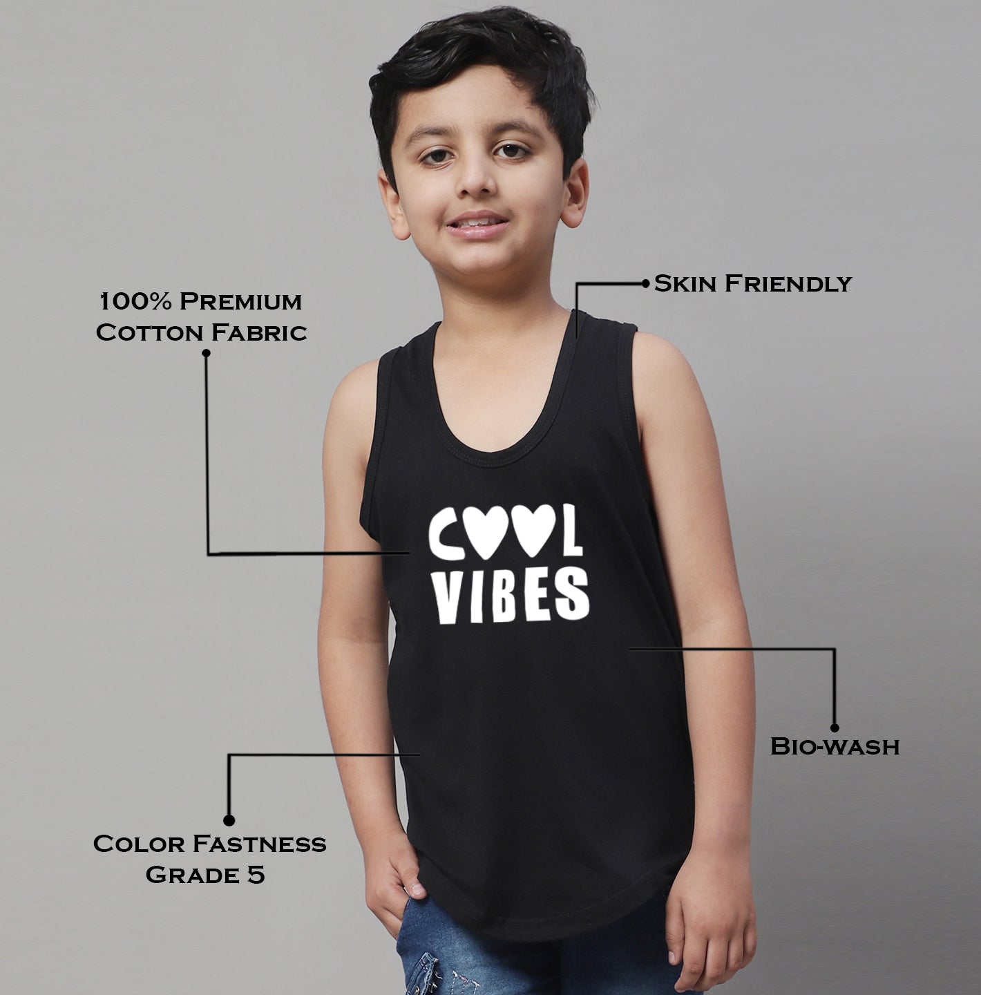 Kids Cool Vibes Printed Pure Cotton Classic Vest - Friskers