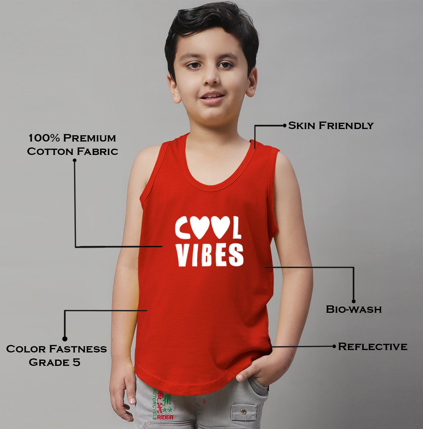 Kids Cool Vibes Printed Pure Cotton Classic Vest - Friskers