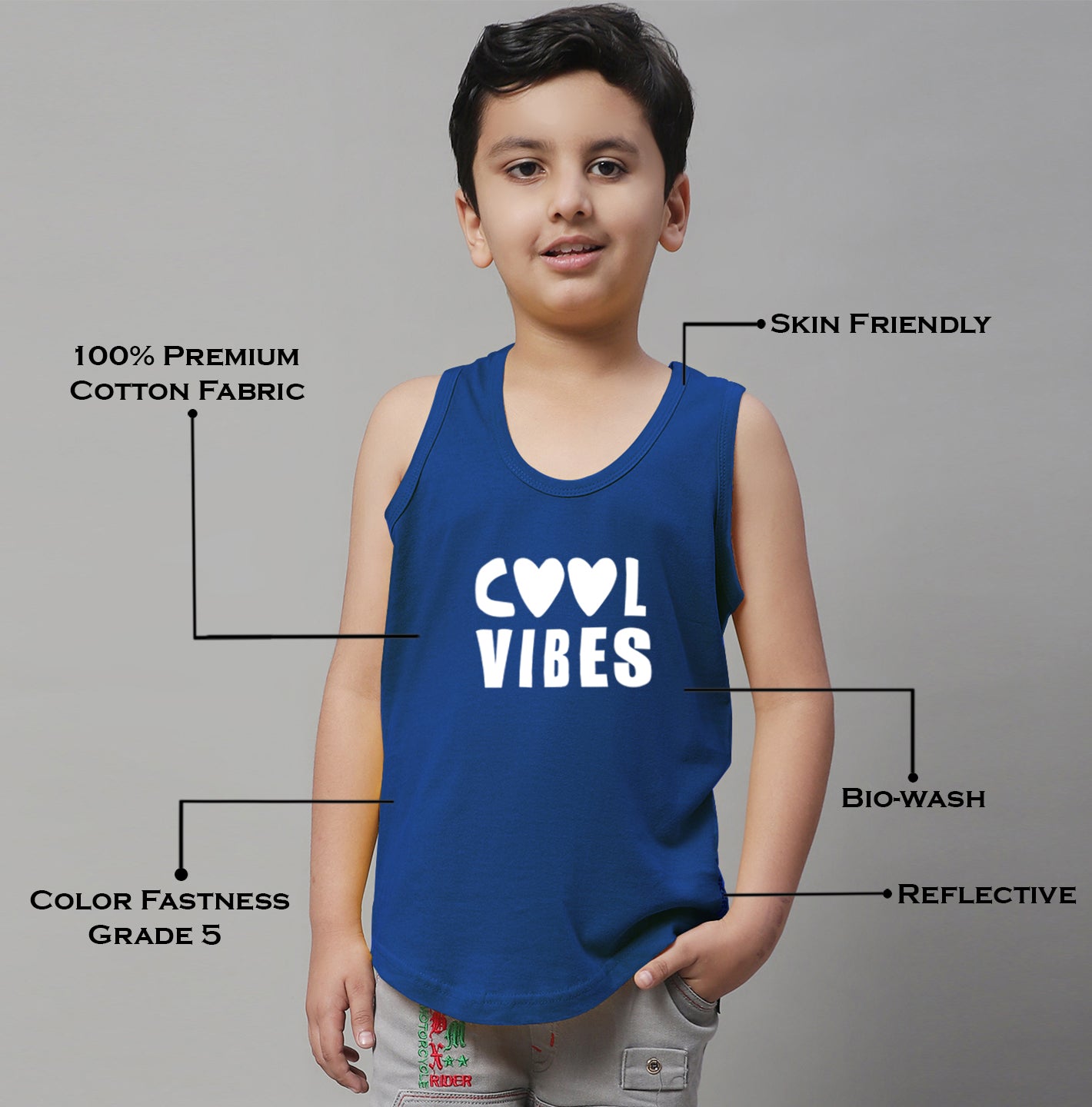 Kids Cool Vibes Printed Pure Cotton Classic Vest - Friskers