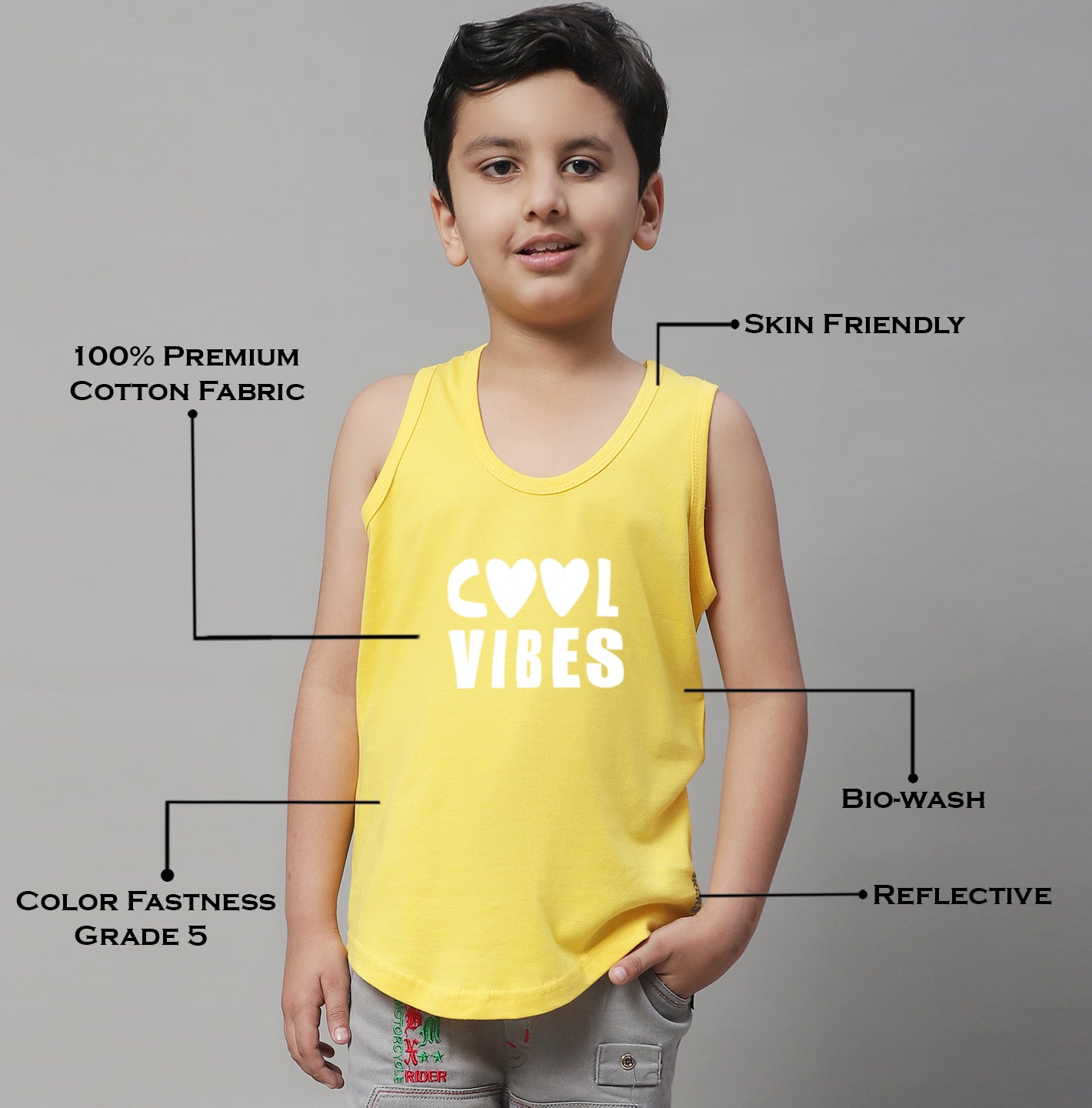 Kids Cool Vibes Printed Pure Cotton Classic Vest - Friskers