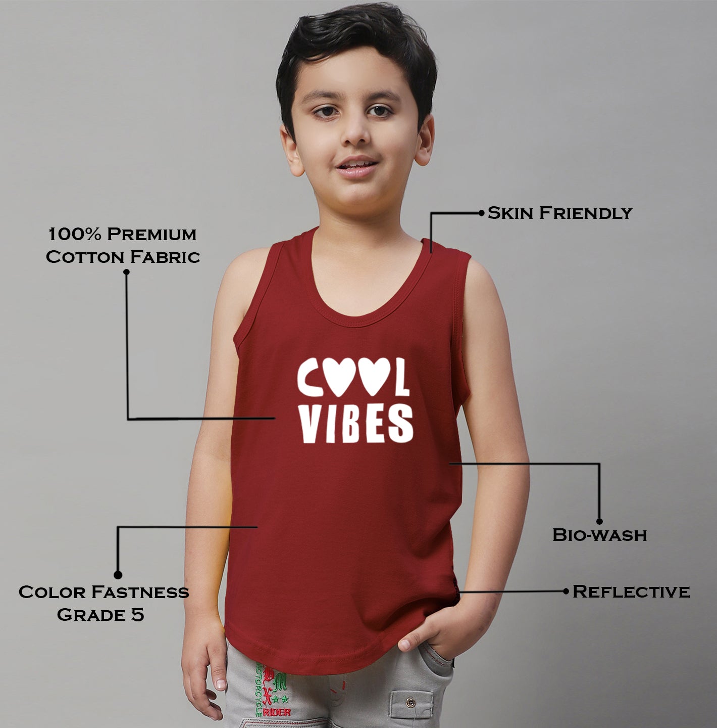 Kids Cool Vibes Printed Pure Cotton Classic Vest - Friskers