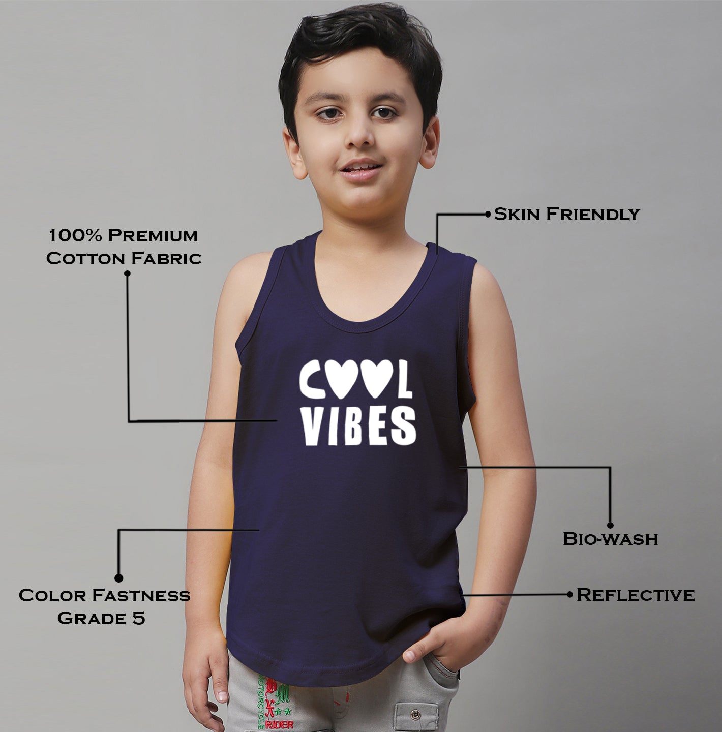 Kids Cool Vibes Printed Pure Cotton Classic Vest - Friskers