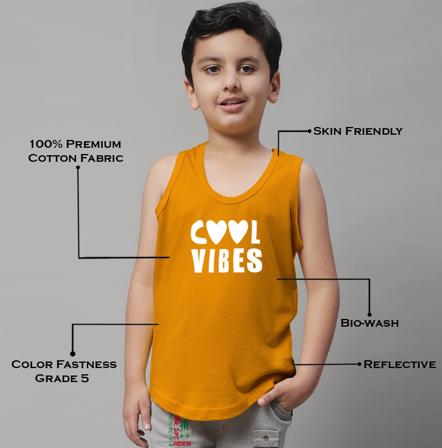 Kids Cool Vibes Printed Pure Cotton Classic Vest - Friskers