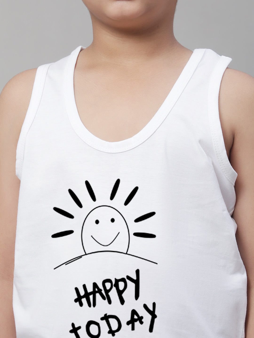 Boys Happy Today Regular Fit Printed Vest - Friskers
