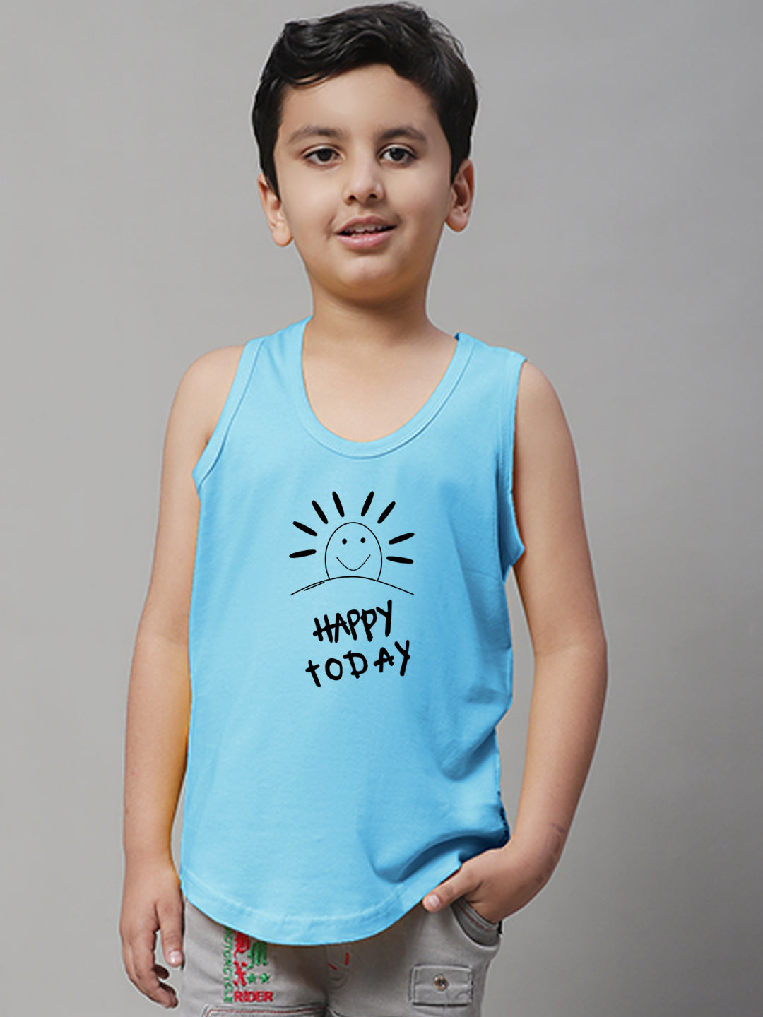 Boys Happy Today Regular Fit Printed Vest - Friskers