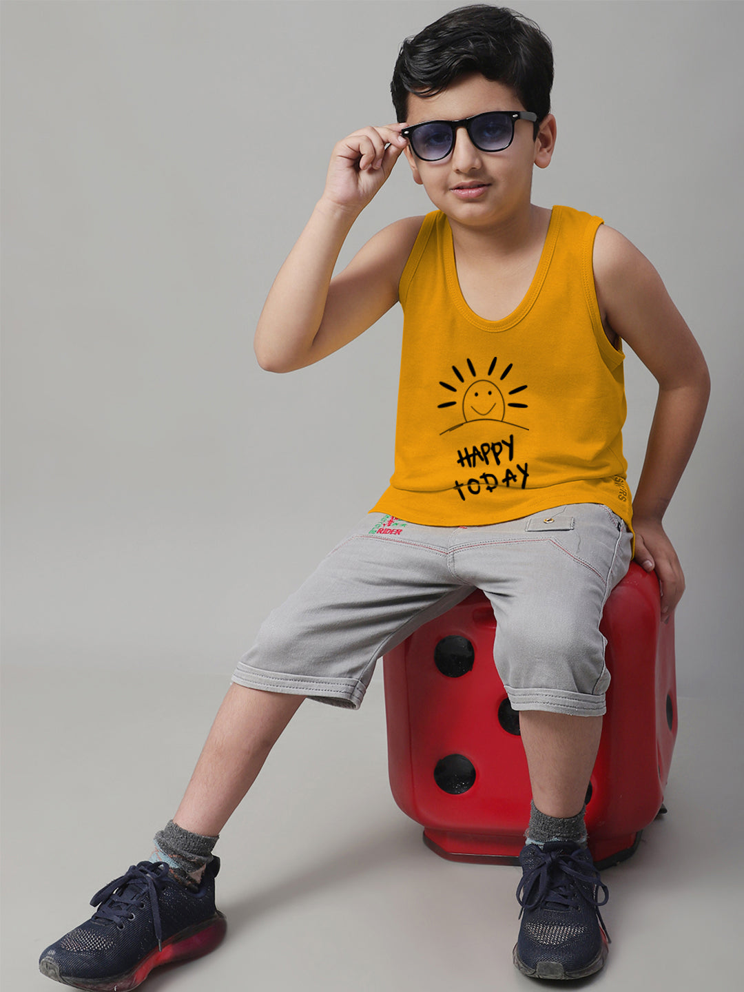 Kids Happy Today  Pure Cotton Printed Vest - Friskers