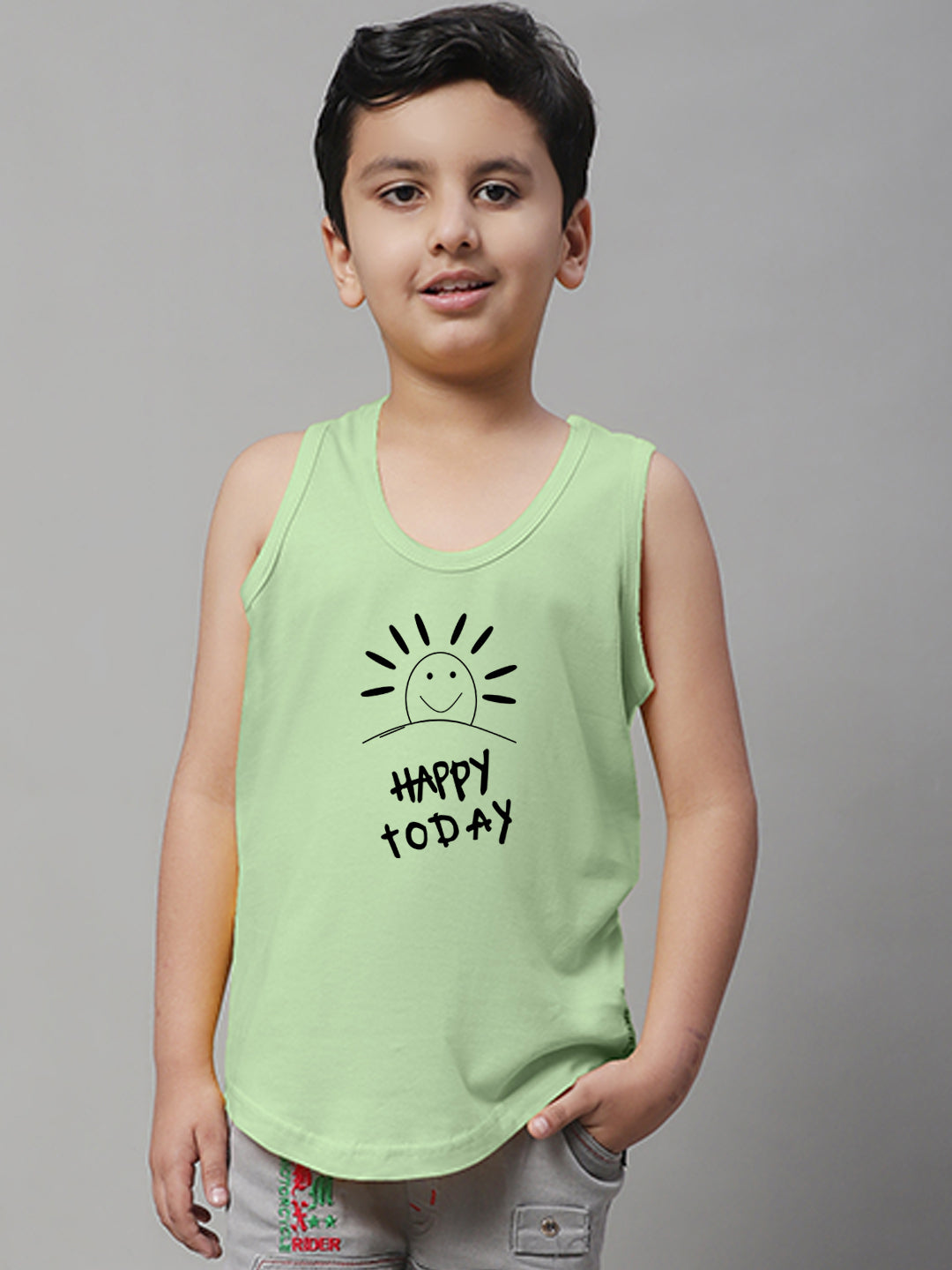Boys Happy Today Regular Fit Printed Vest - Friskers