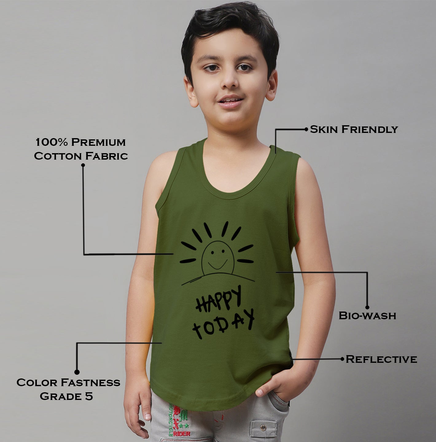 Kids Happy Today  Pure Cotton Printed Vest - Friskers