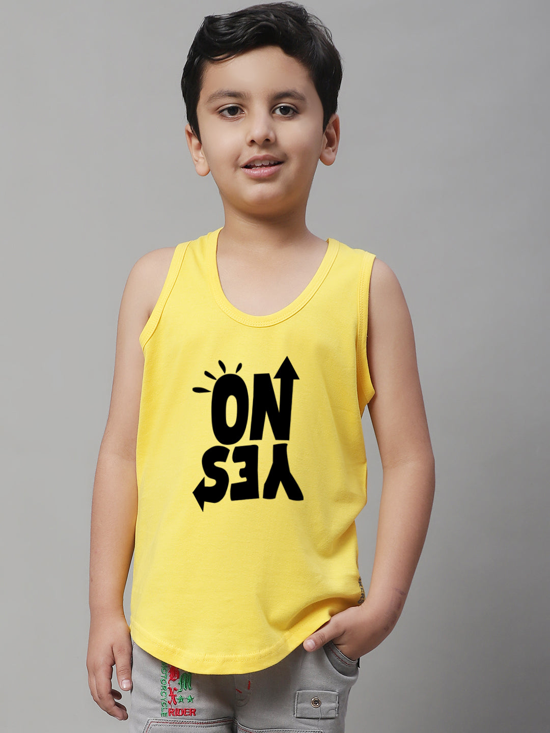 Kids Yes No Pure Cotton Regular Fit Vest - Friskers