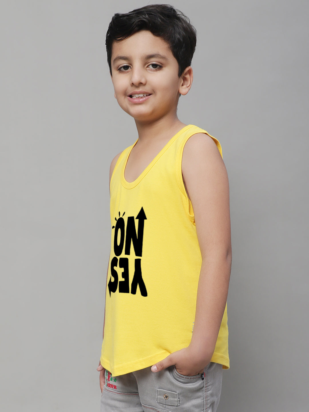 Kids Yes No Pure Cotton Regular Fit Vest - Friskers