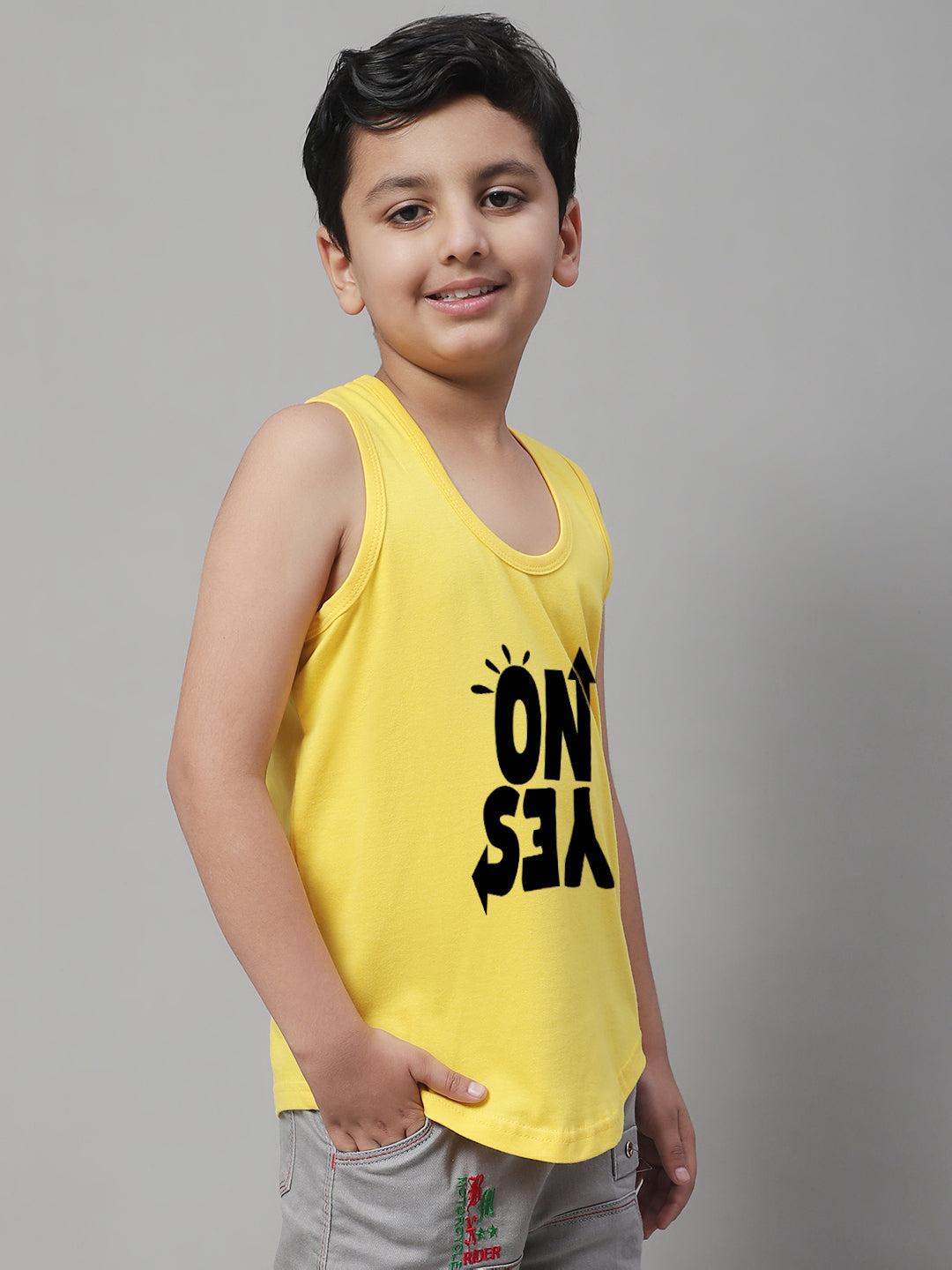 Kids Yes No Pure Cotton Regular Fit Vest - Friskers