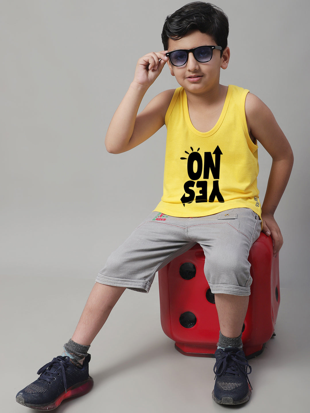 Kids Yes No Pure Cotton Regular Fit Vest - Friskers