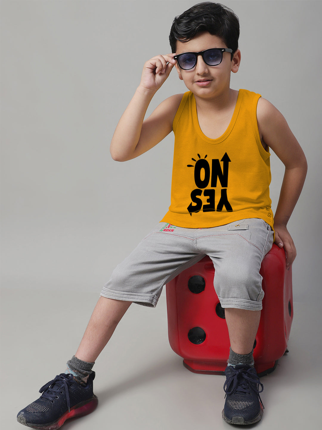 Kids Yes No Pure Cotton Regular Fit Vest - Friskers