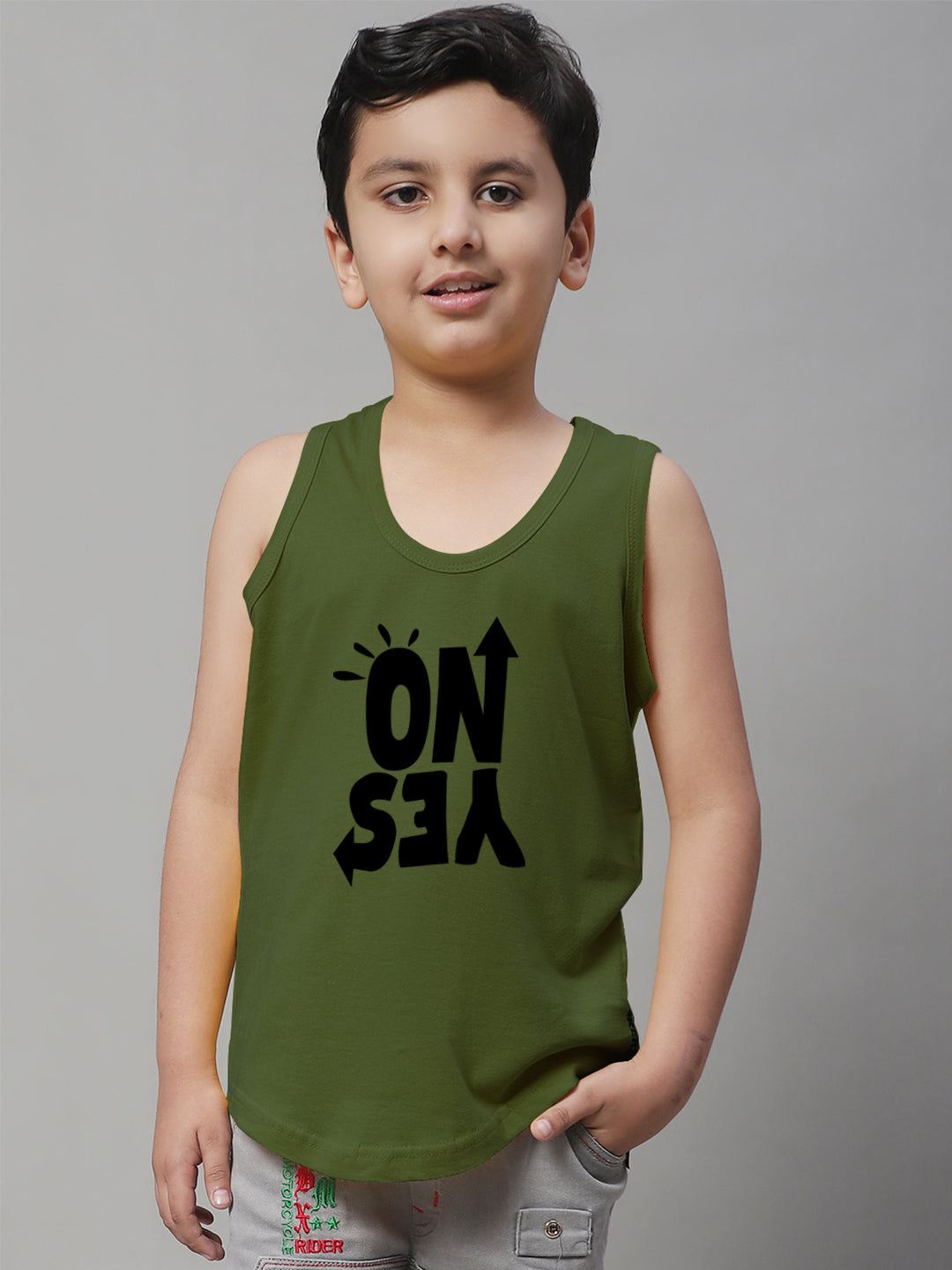 Kids Yes No Pure Cotton Regular Fit Vest - Friskers