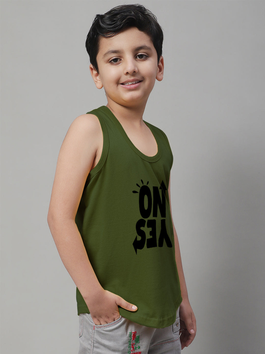 Kids Yes No Pure Cotton Regular Fit Vest - Friskers