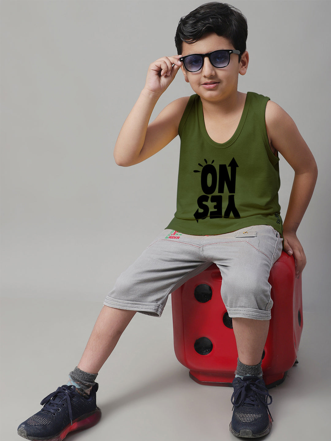 Kids Yes No Pure Cotton Regular Fit Vest - Friskers