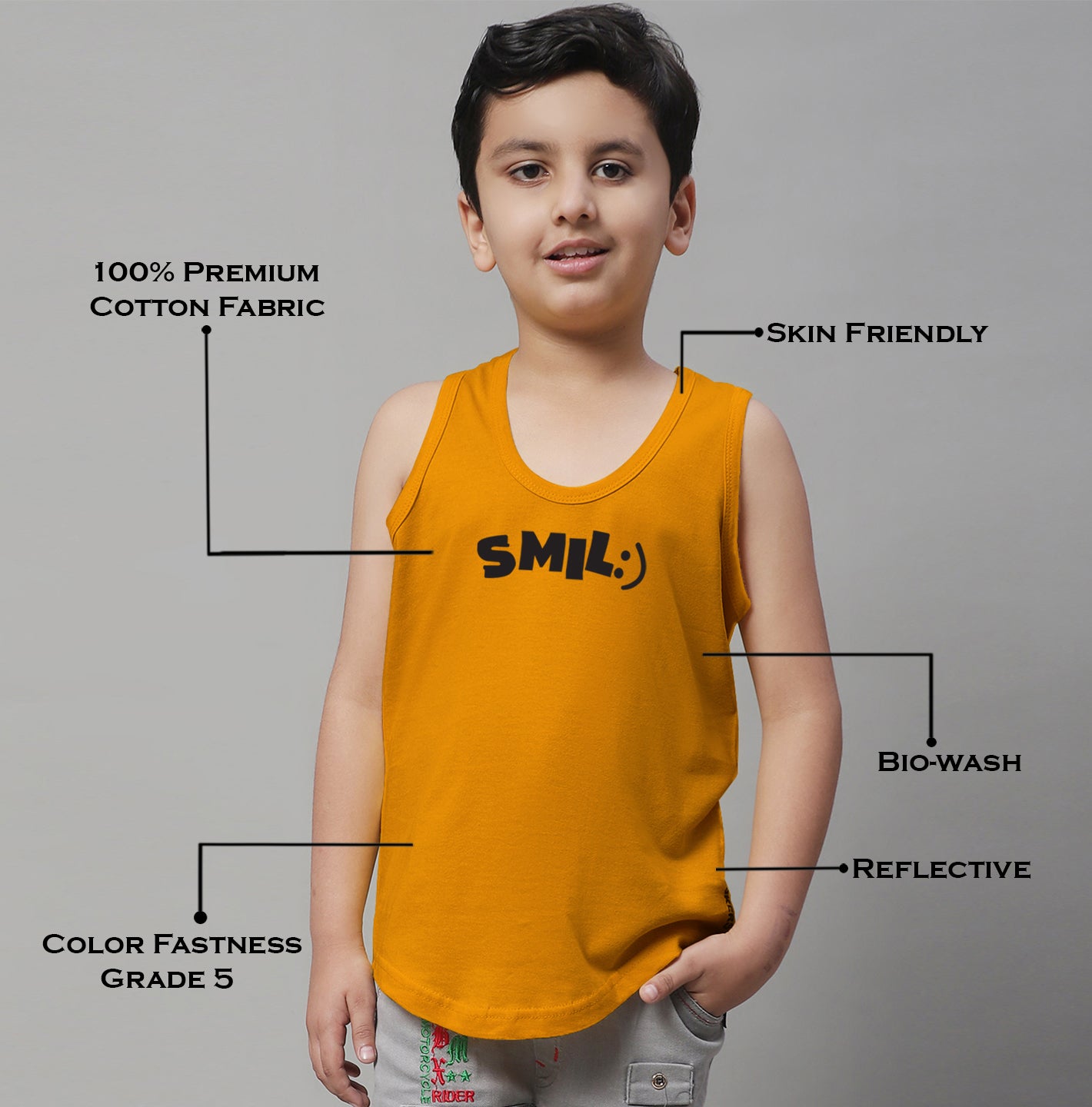 Kids Smile Pure Cotton Printed Regular Fit Vest - Friskers