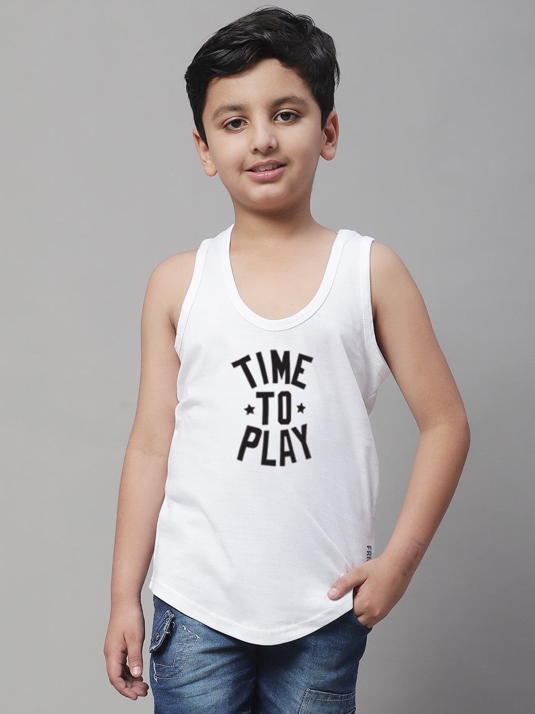 Kids Time To Play Pure Cotton Regular Fit Vest - Friskers