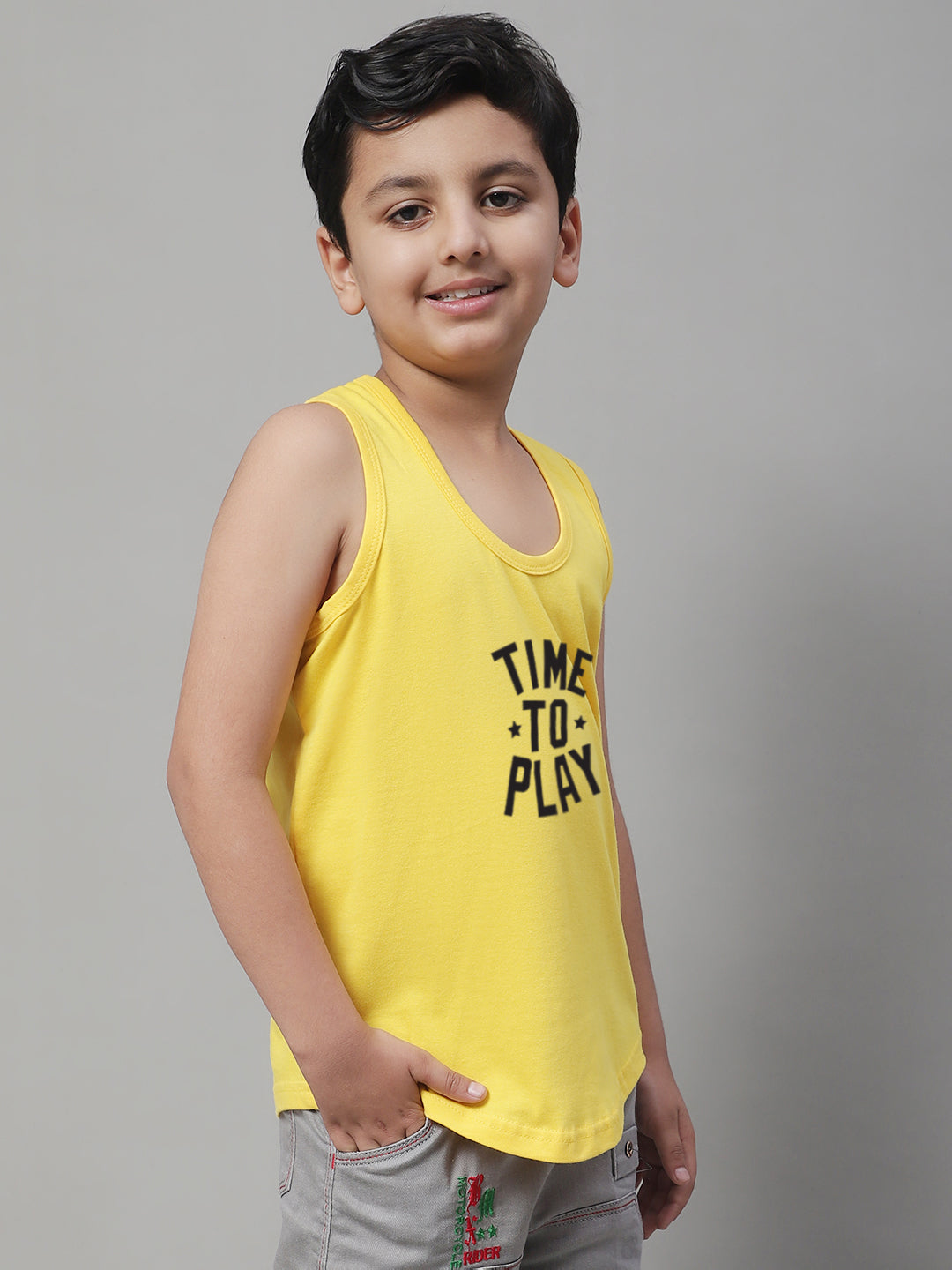 Kids Time To Play Pure Cotton Regular Fit Vest - Friskers