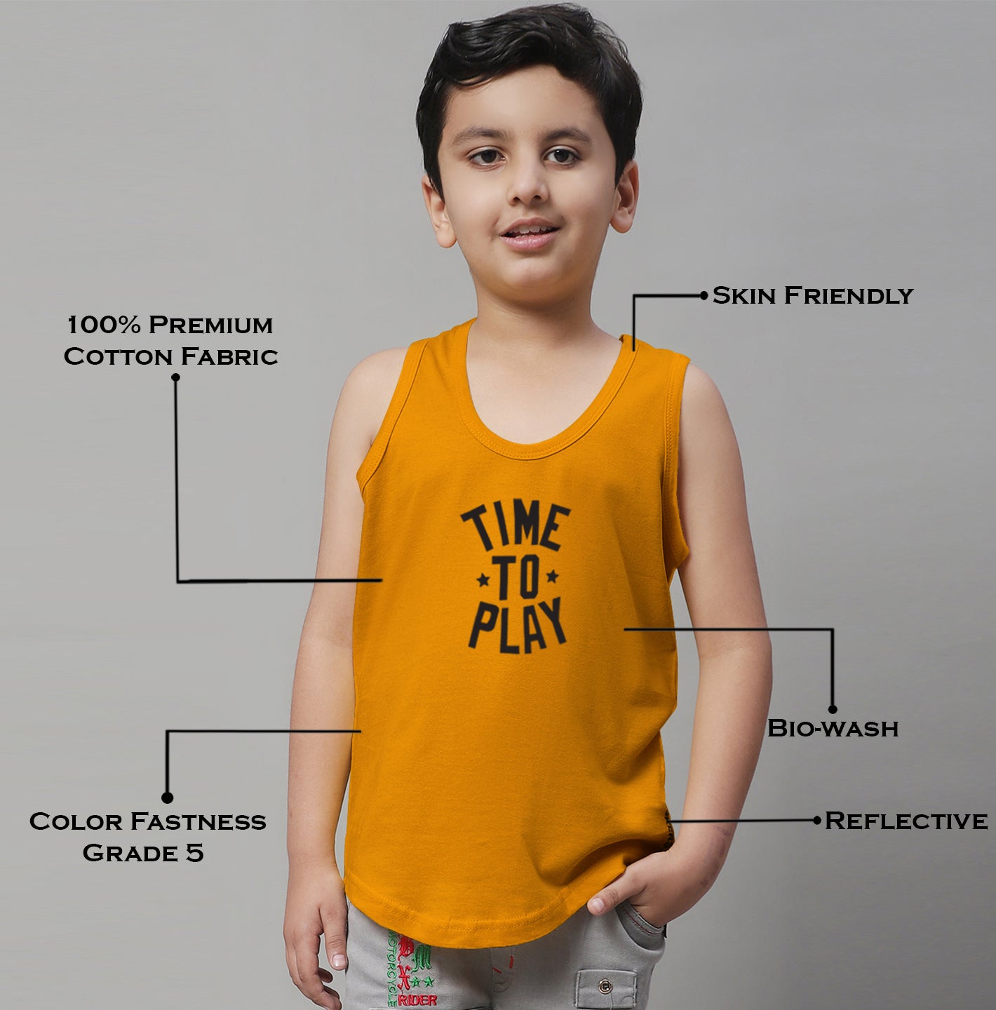 Kids Time To Play Pure Cotton Regular Fit Vest - Friskers