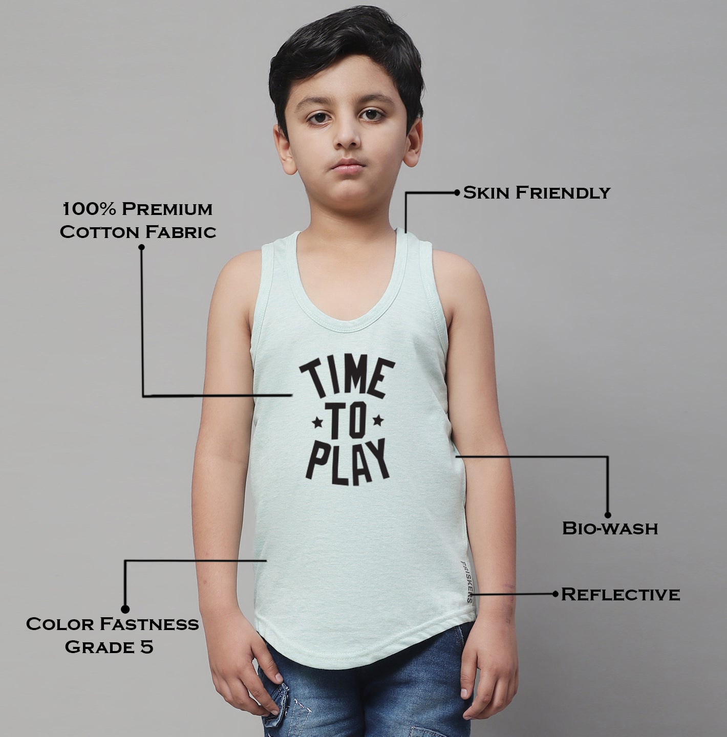 Kids Time To Play Pure Cotton Printed Vest - Friskers