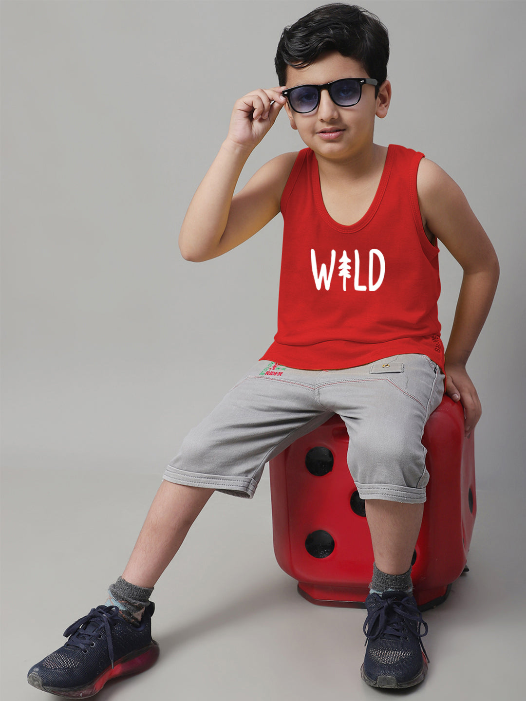 Kids Wild Pure Cotton Regular Fit Printed Vest - Friskers