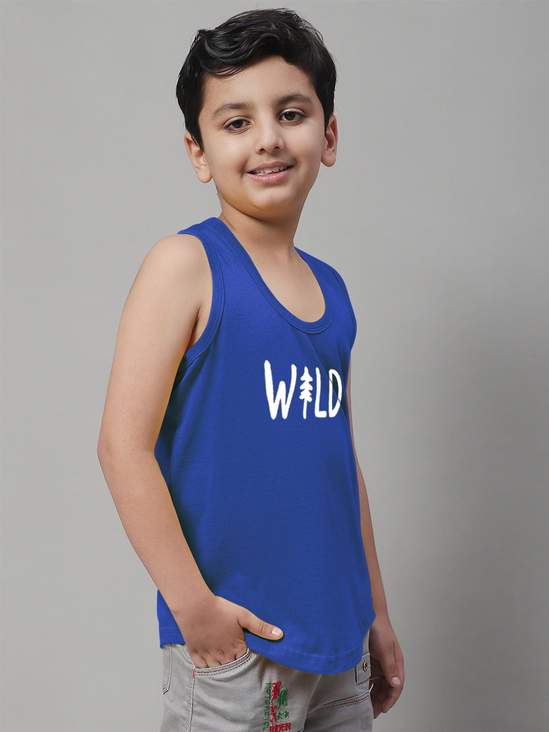 Kids Wild Pure Cotton Regular Fit Printed Vest - Friskers
