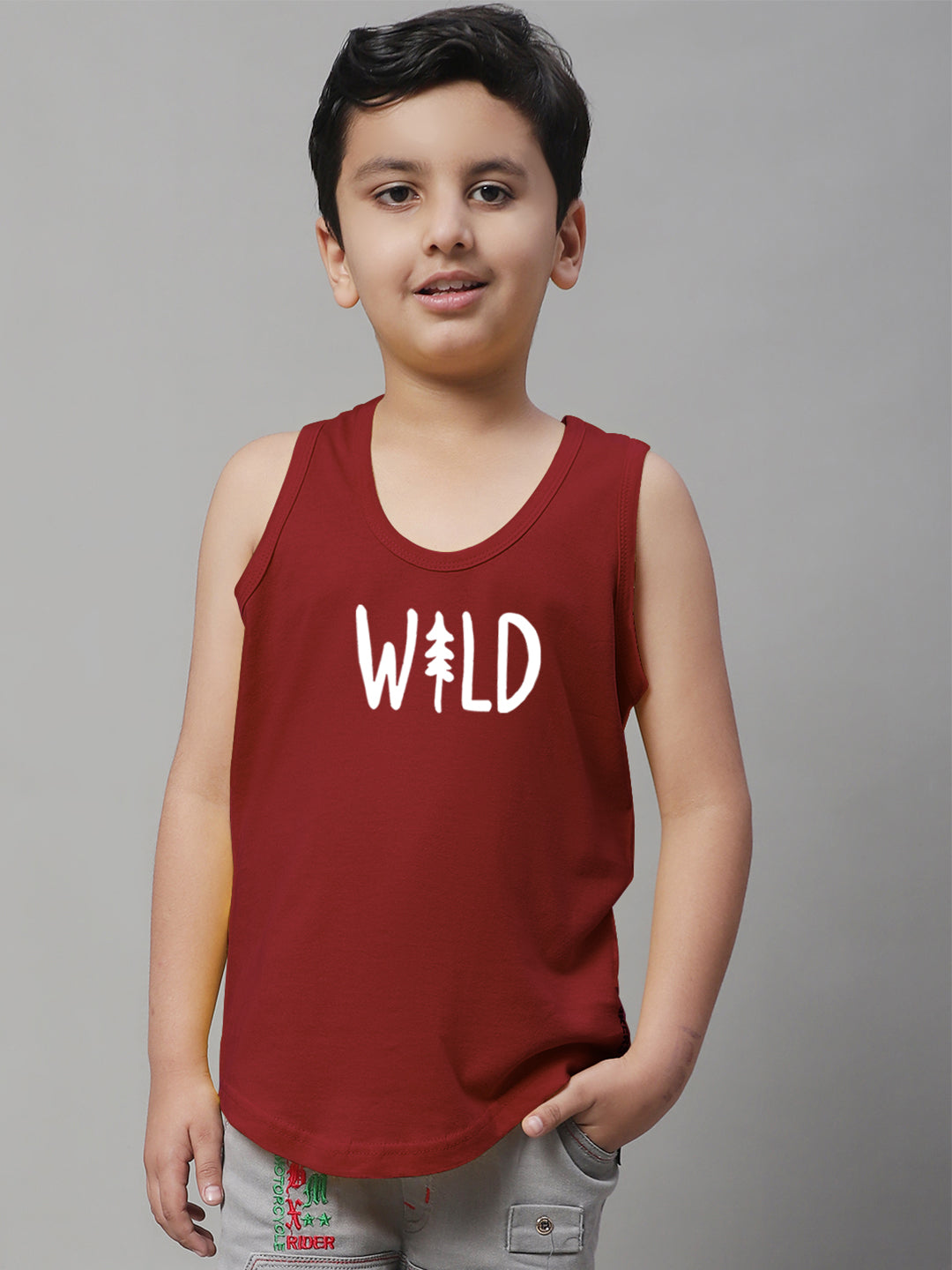 Kids Wild Pure Cotton Regular Fit Printed Vest - Friskers