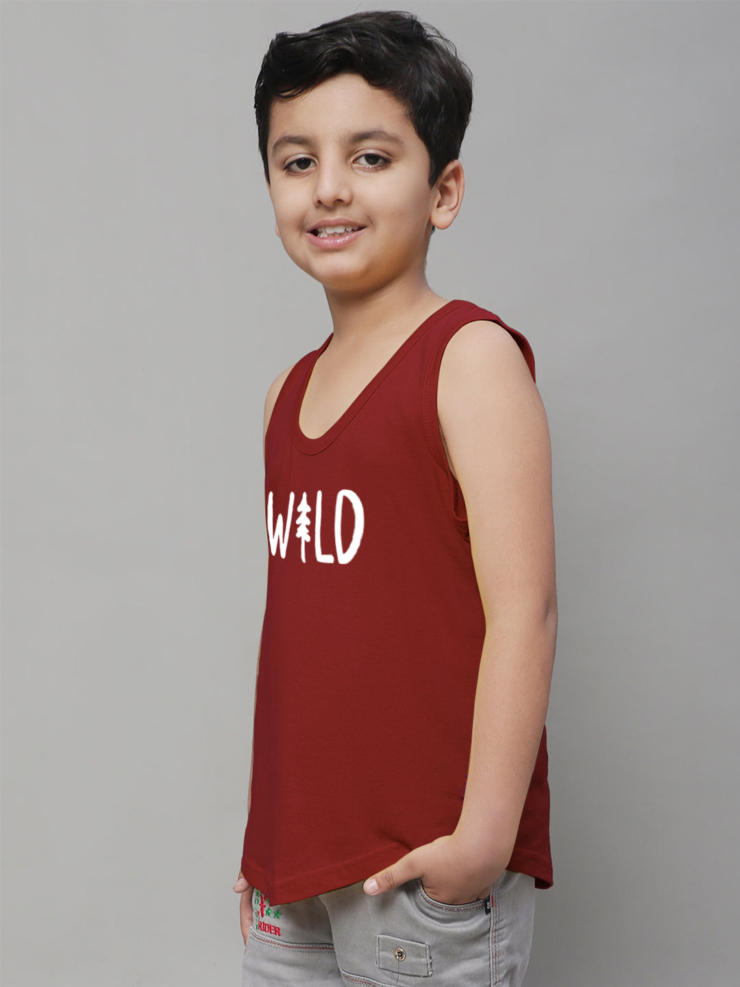 Kids Wild Pure Cotton Regular Fit Printed Vest - Friskers