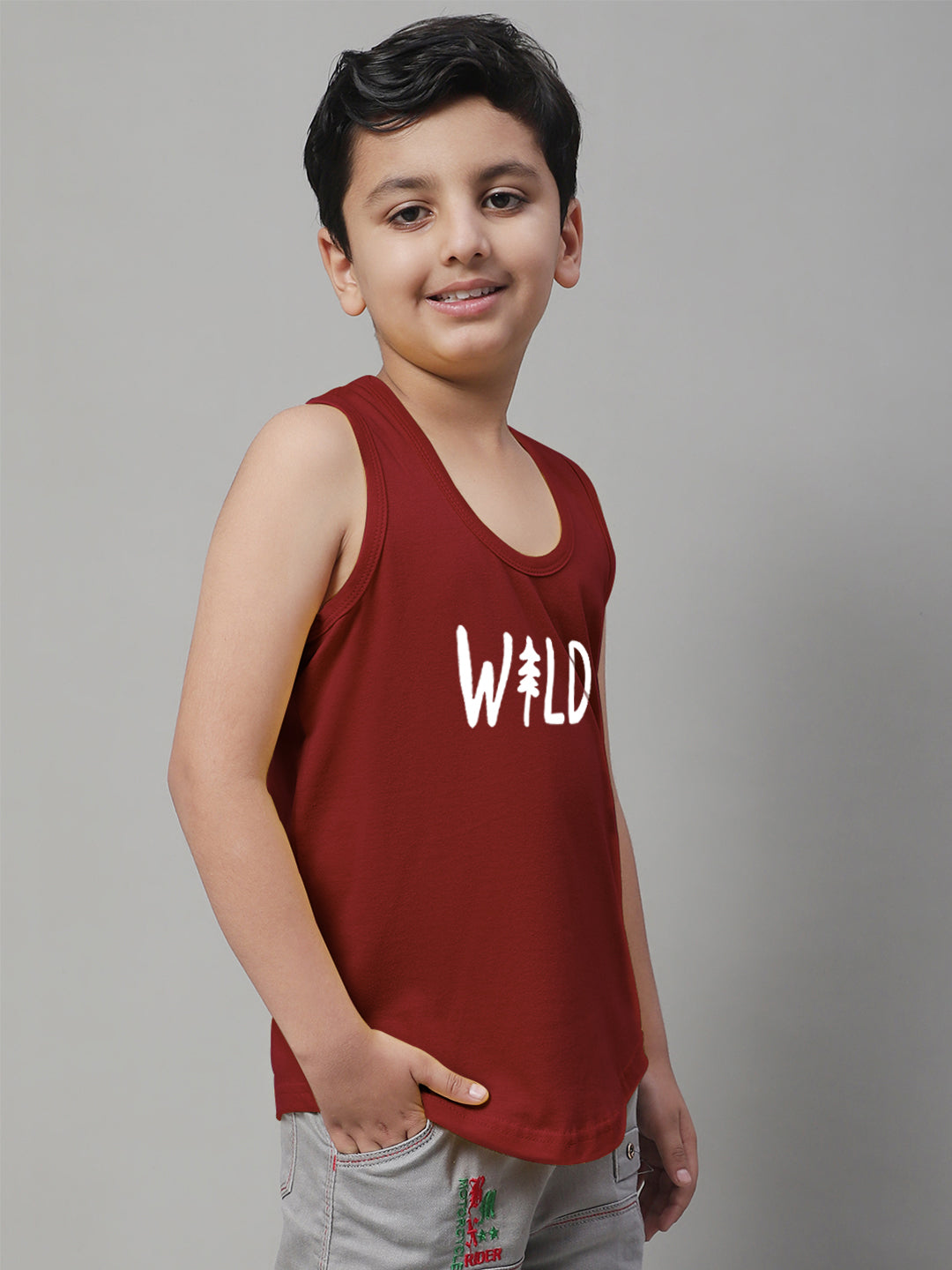 Kids Wild Pure Cotton Regular Fit Printed Vest - Friskers