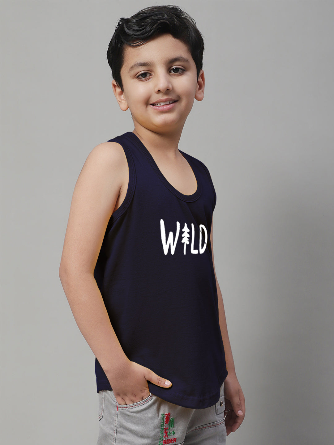 Kids Wild Pure Cotton Regular Fit Printed Vest - Friskers