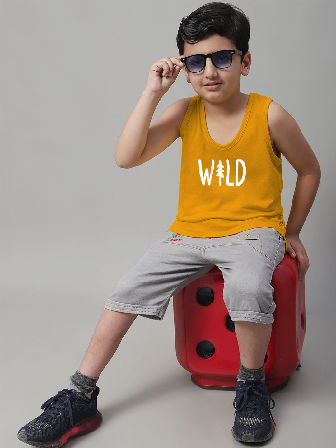 Kids Wild Pure Cotton Regular Fit Printed Vest - Friskers