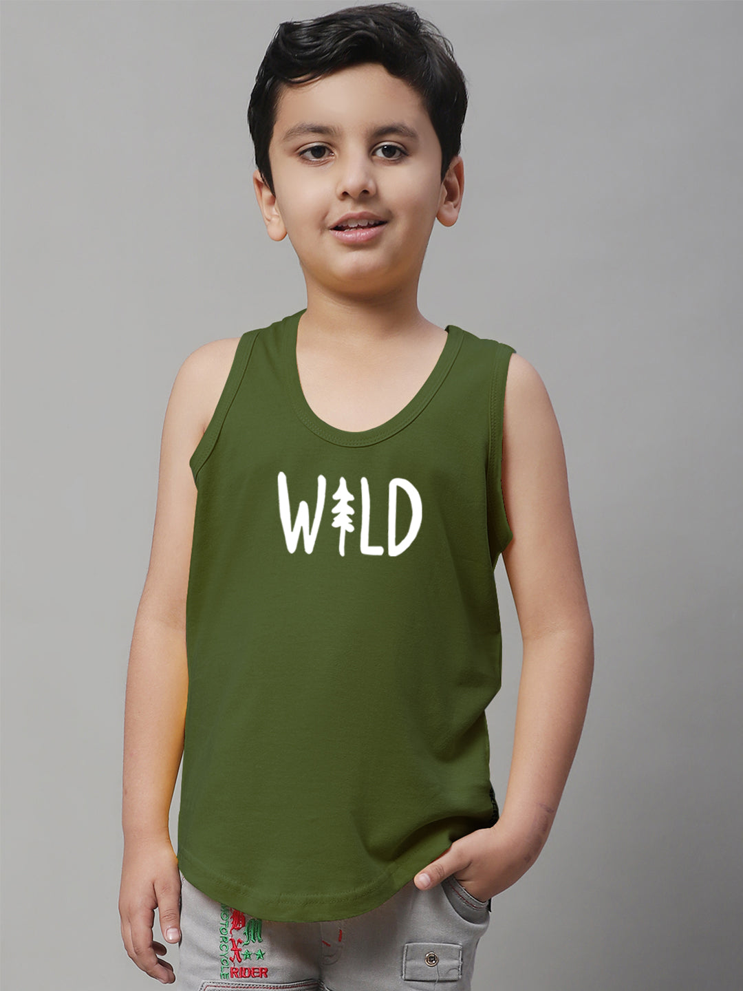 Kids Wild Pure Cotton Regular Fit Printed Vest - Friskers