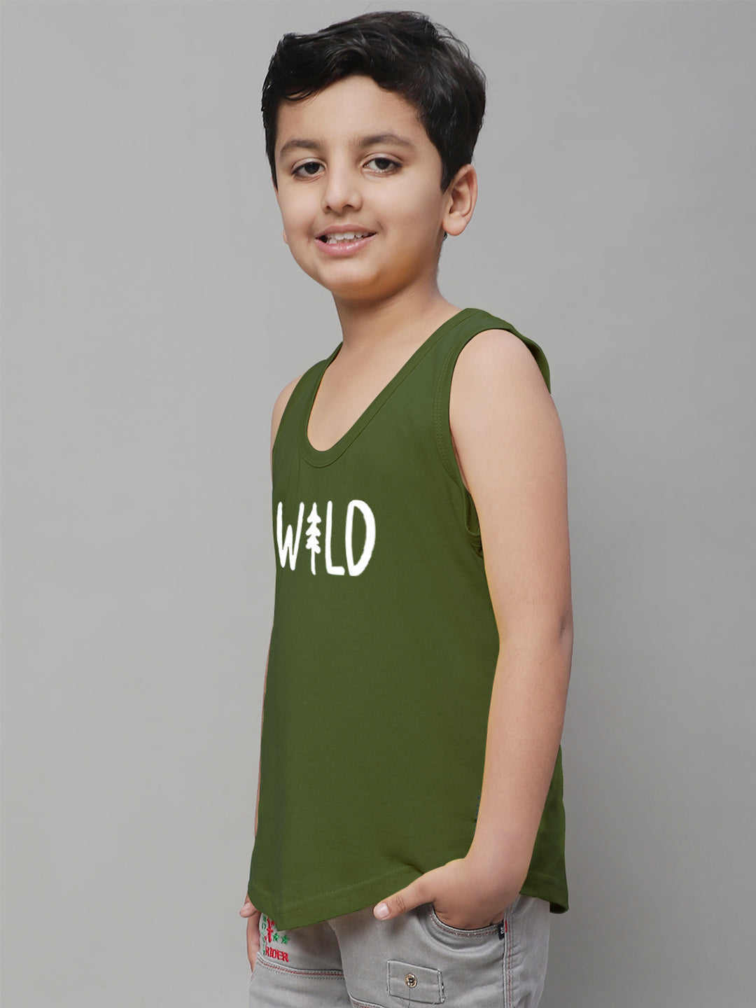 Kids Wild Pure Cotton Regular Fit Printed Vest - Friskers