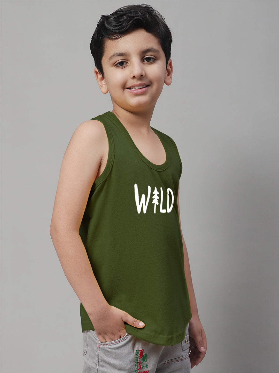 Kids Wild Pure Cotton Regular Fit Printed Vest - Friskers