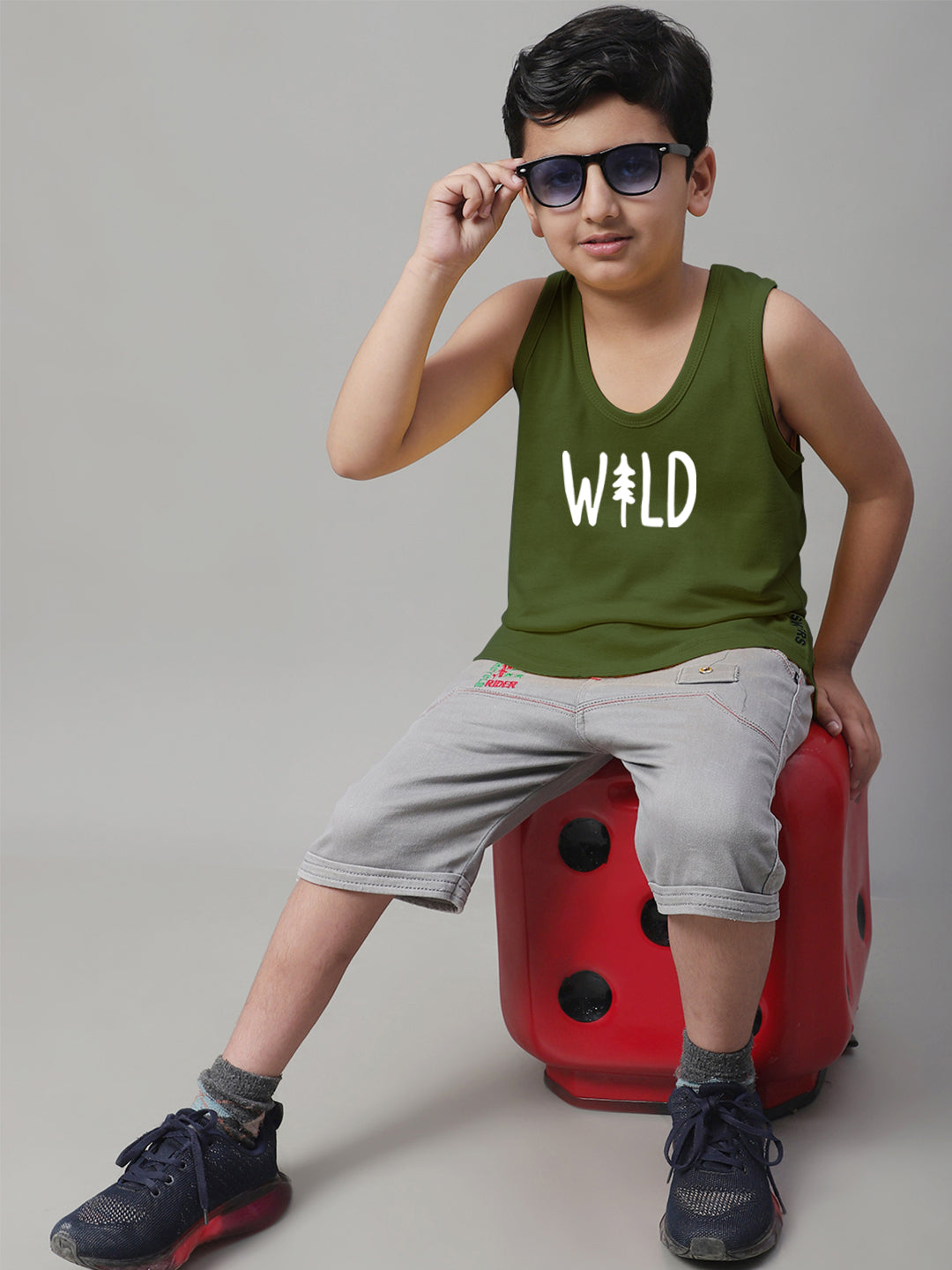 Kids Wild Pure Cotton Regular Fit Printed Vest - Friskers