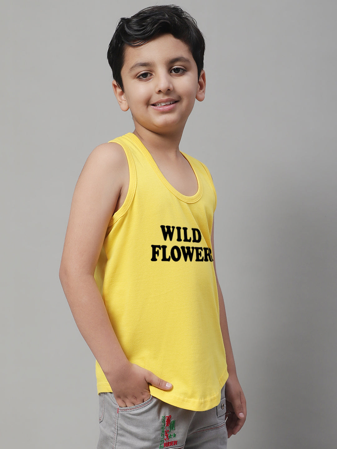 Kids Wild Flower Pure Cotton Regular Fit Vest - Friskers