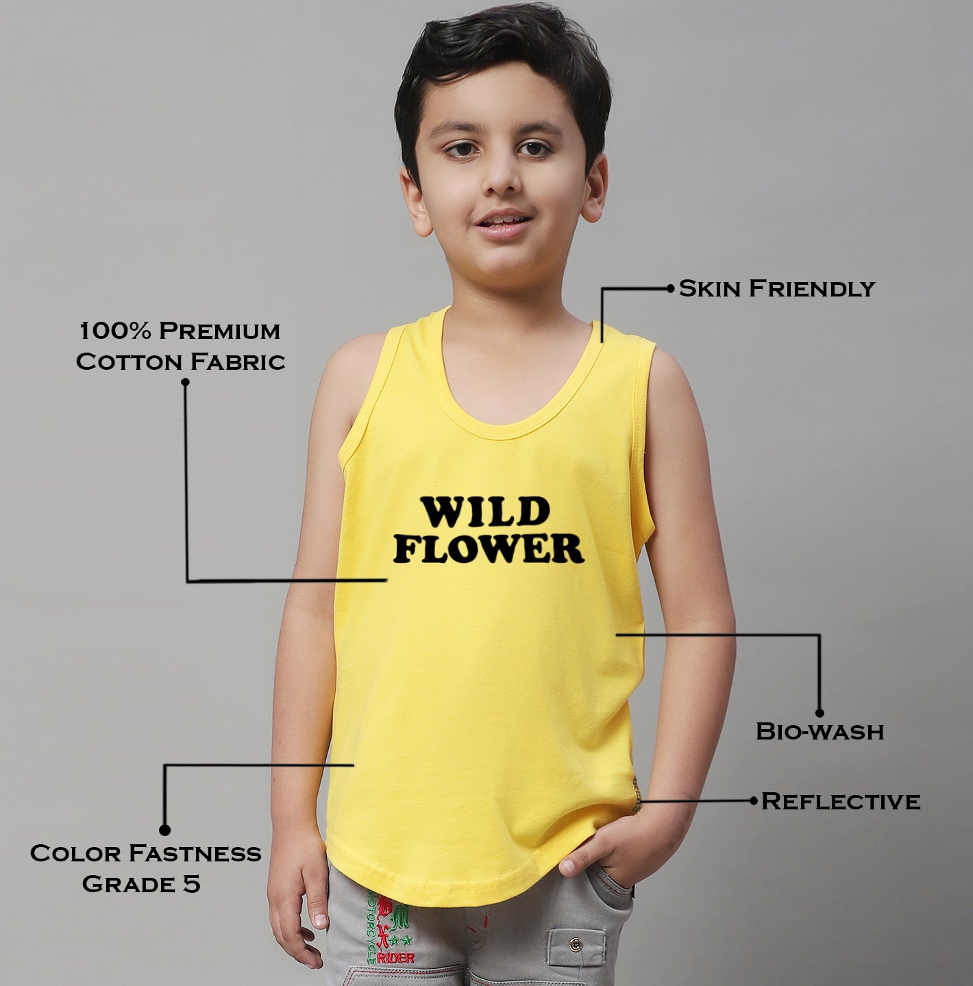 Kids Wild Flower Pure Cotton Regular Fit Vest - Friskers