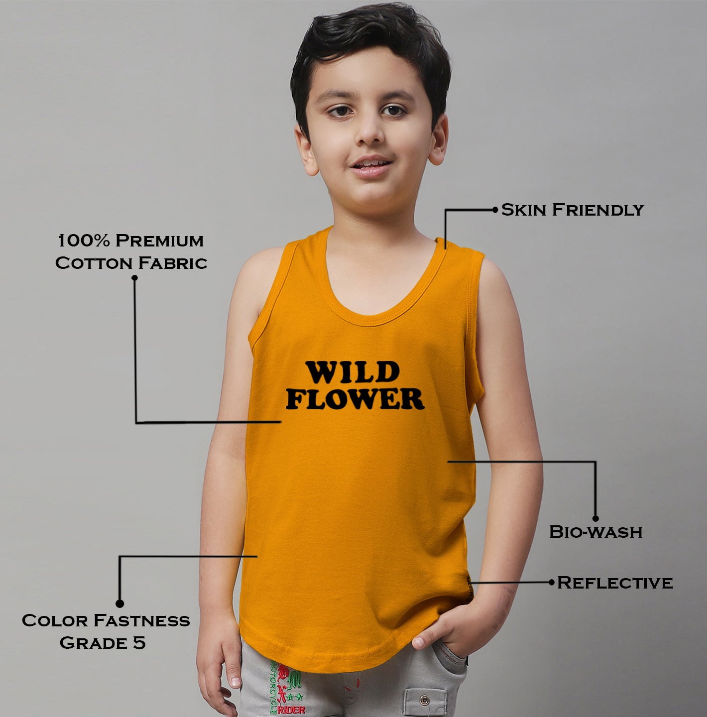 Kids Wild Flower Pure Cotton Regular Fit Vest - Friskers